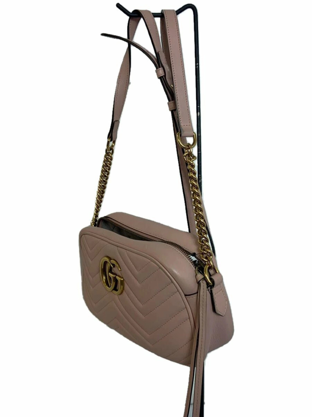Gucci Quilted Gold Pink Leather Marmont Chain Bag Shoulder GG Gold Pink